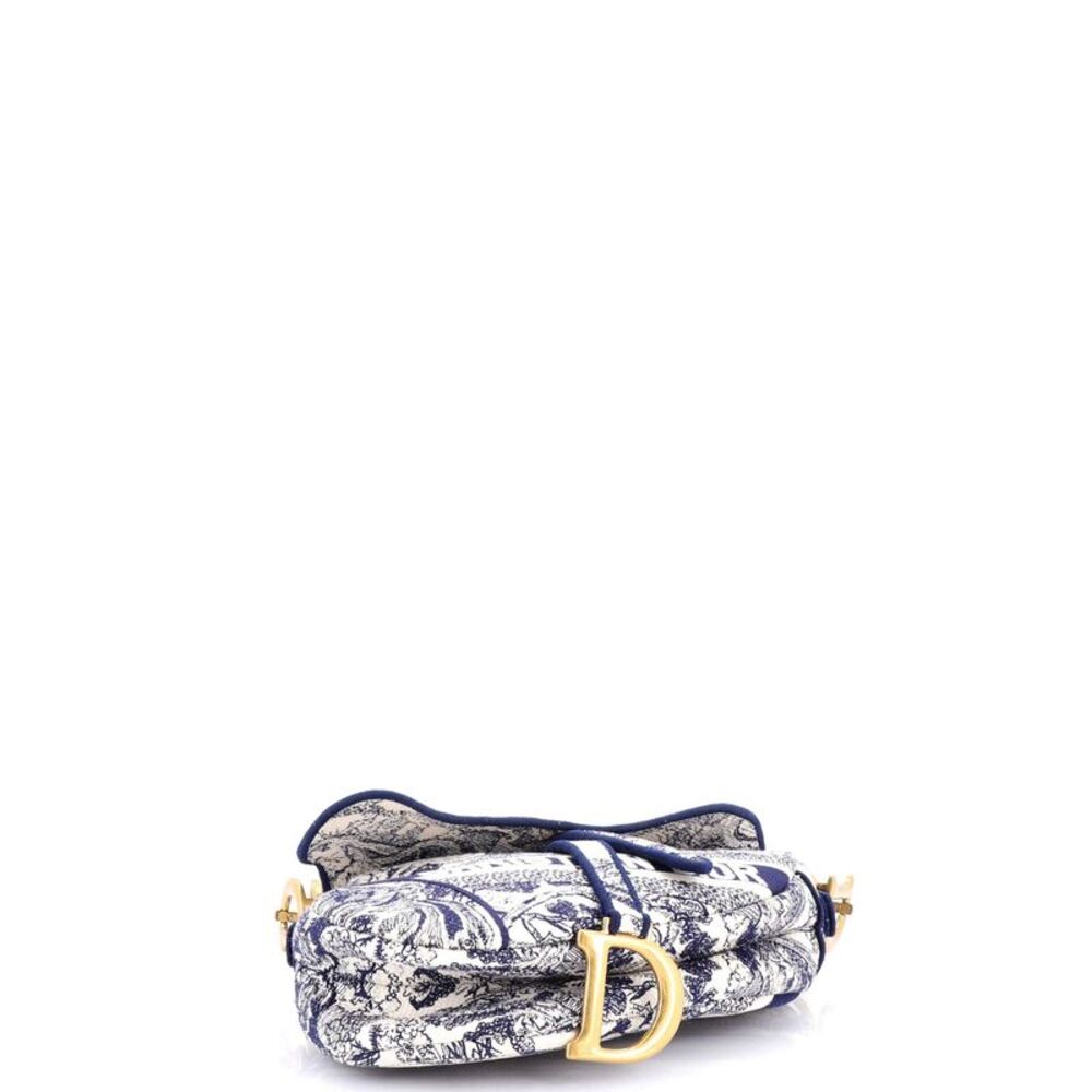 Christian Dior Saddle Bag Logo Embroidered Canvas Medium Blue, Neutral - Picture 4 of 6